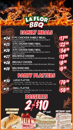 La Flor BBQ menu board 3